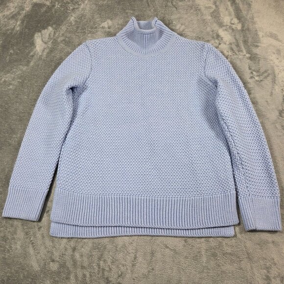 Saint James Sweater Womens 8 Blue Alpaca Wool Blend Nautical Textured Rollneck - Picture 1 of 11